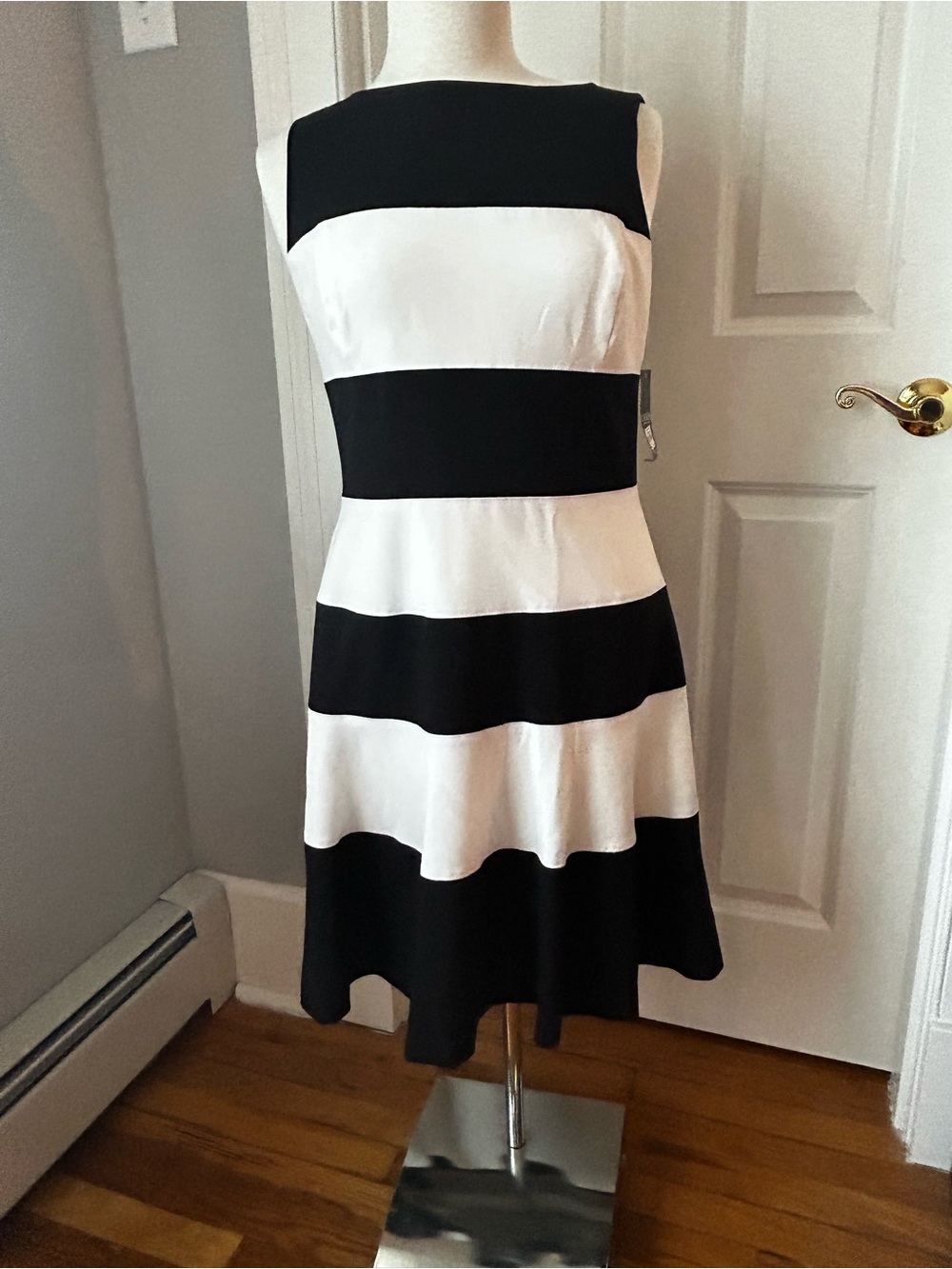 Ralph Lauren Classic Black and White Striped Sleeveless Dress